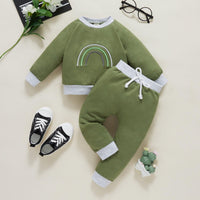 Toddler Boys Solid Rainbow Printed Sweater Set Children's Boutique Wholesale Suppliers - PrettyKid