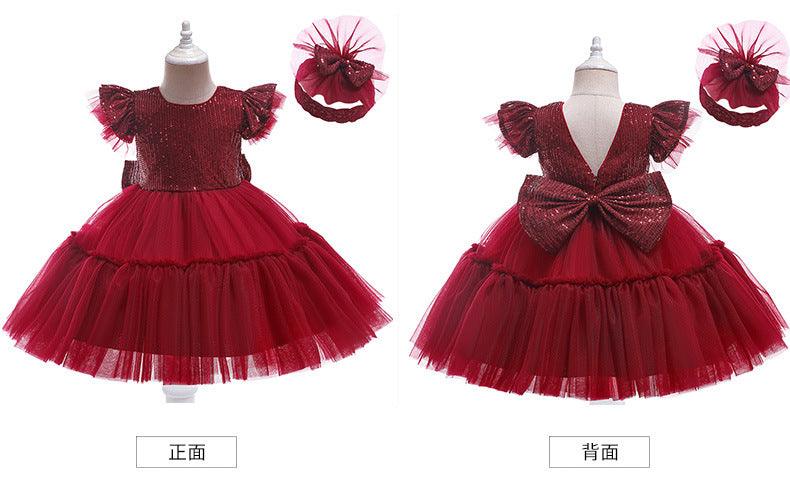 Christmas Girls Dresses Princess Dress Bow Mesh Halloween Dress Set - PrettyKid