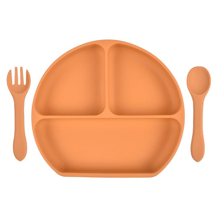 Baby Silicone Plate Fork Spoon Set - PrettyKid