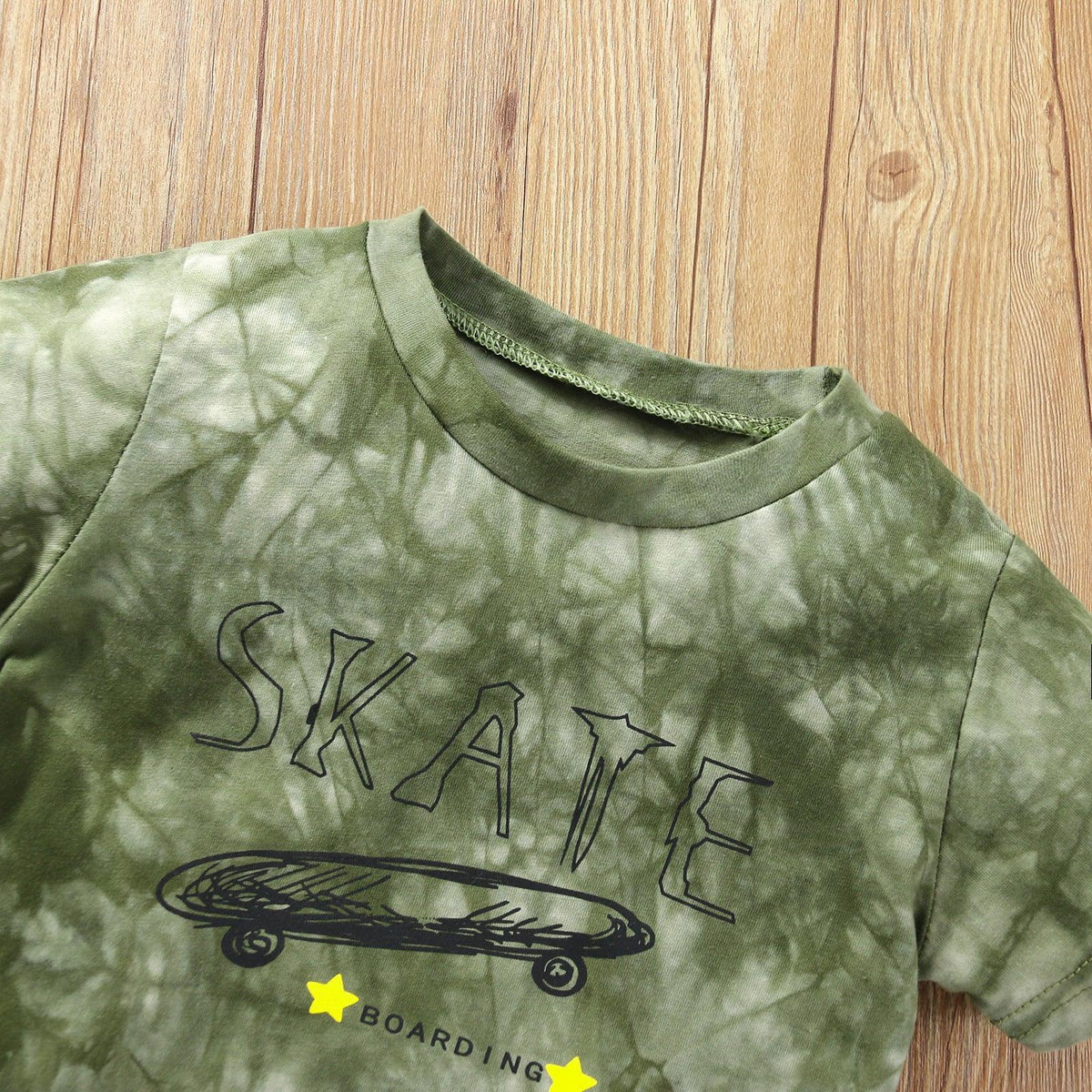 Toddler Kids Boys' Round Neck Short Sleeve Camouflage T-shirt Letter Shorts - PrettyKid