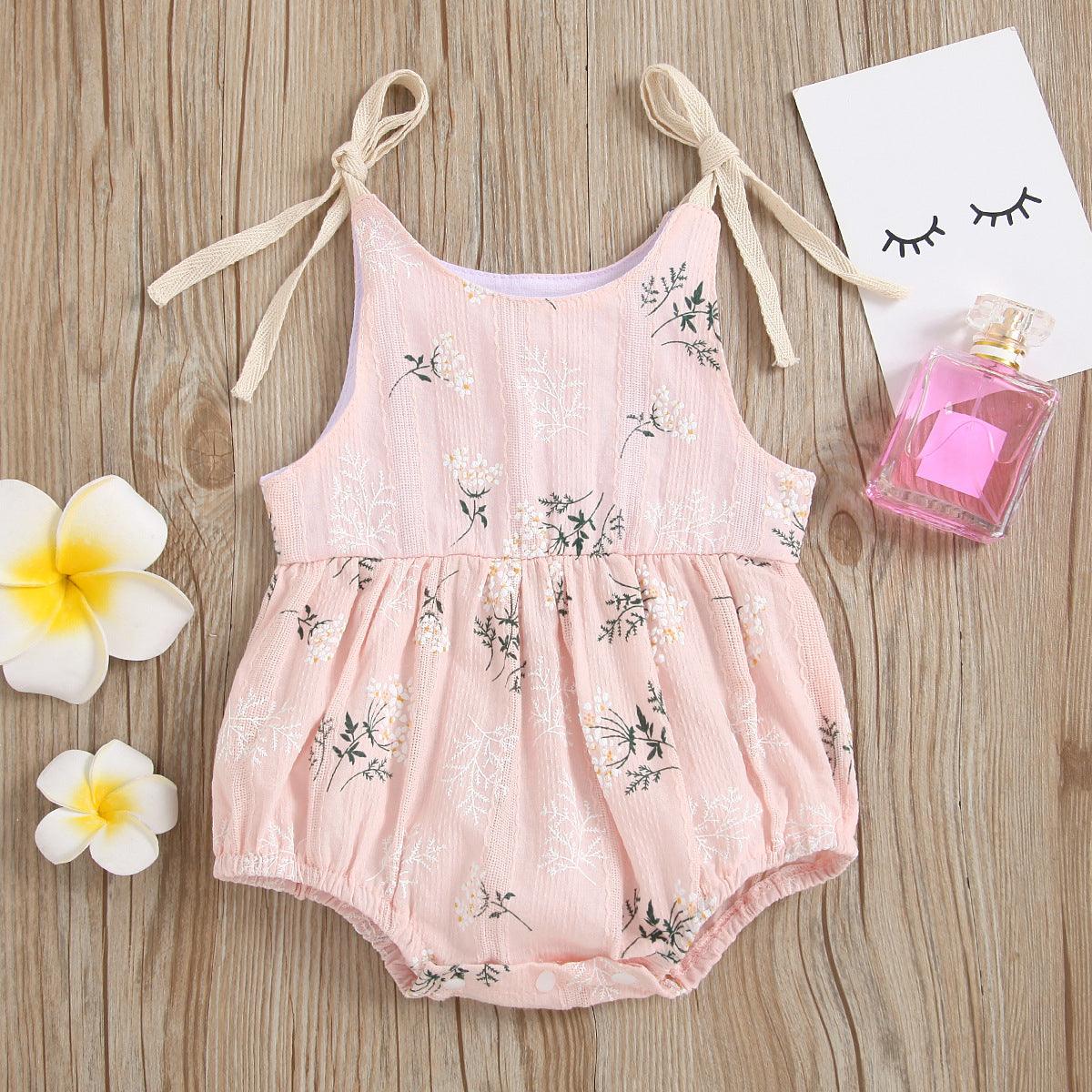 Baby Girls Lovely Plant Printed Children's Suspender Jumpsuit - PrettyKid