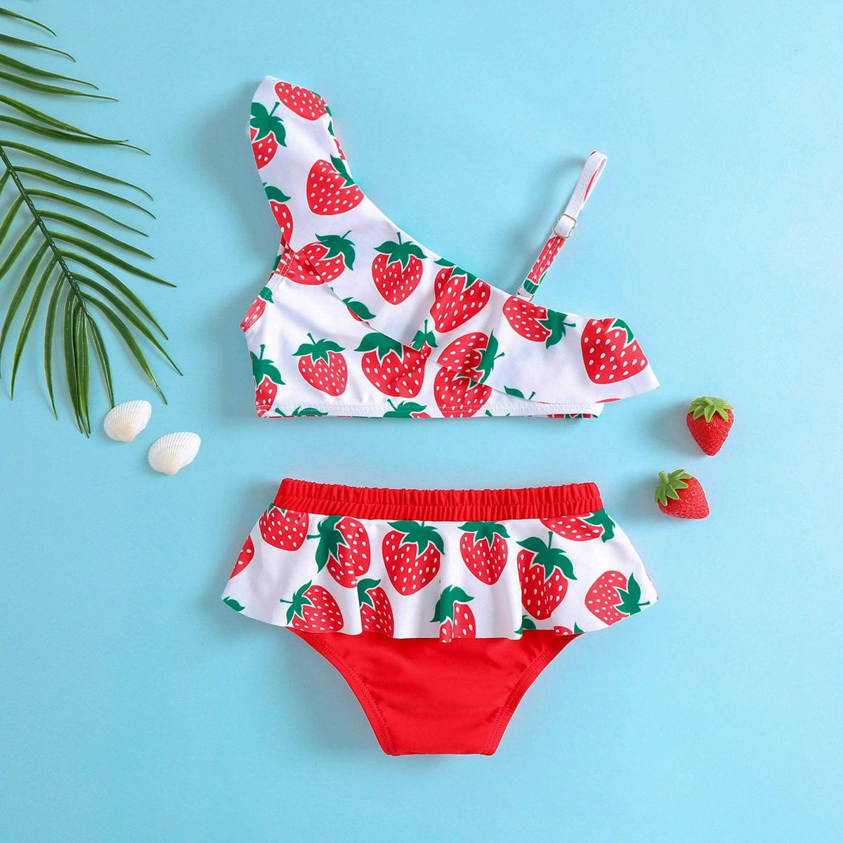 Cute Strawberry Print Swimsuit - PrettyKid