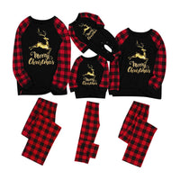 Parent-Child Merry Christmas Elk Plaid Printed Pajamas Sets Mommy And Me Outfits Wholesale - PrettyKid