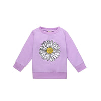 Toddler Kids Boys Girls Solid Daisy Print Long Sleeve Sweater - PrettyKid