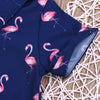 Toddler Kids Boys Flamingo Print Short Sleeve Gentleman Suit - PrettyKid