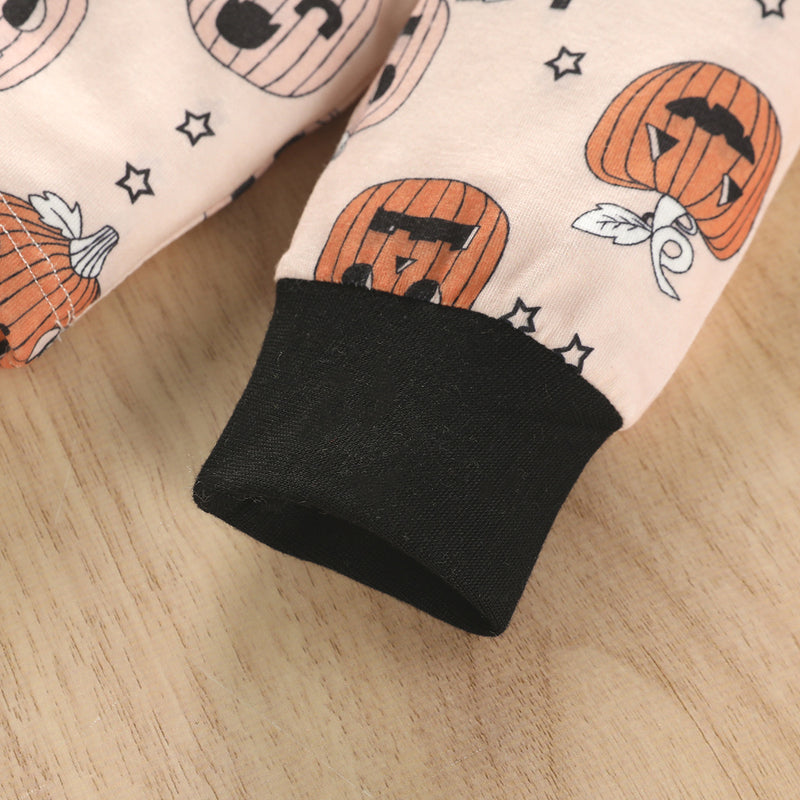 Toddler Boys Cartoon Pumpkin Print Long Sleeve Pants Set - PrettyKid