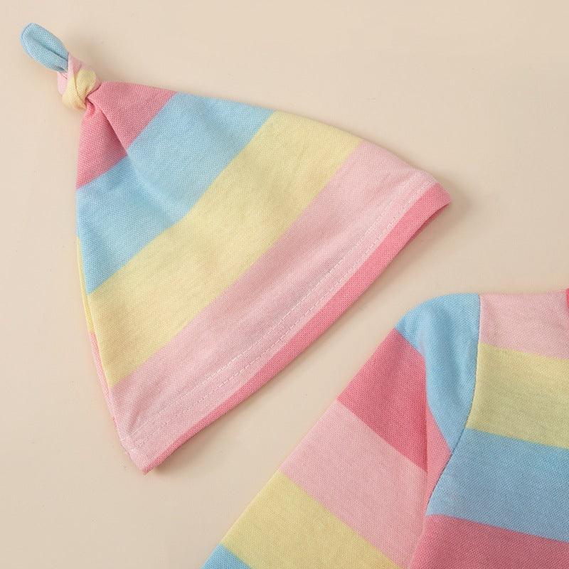 Rainbow Striped Wrap Leg Diagonal Baby Jumpsuit - PrettyKid