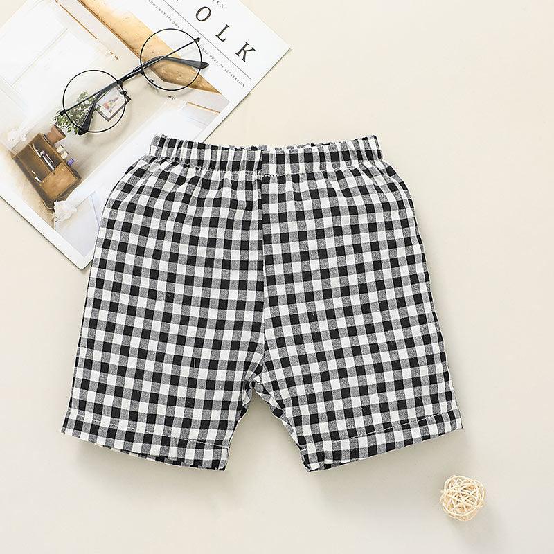 Toddler Kids Boys Solid Sleeveless Vest Plaid Printed Shorts Set - PrettyKid