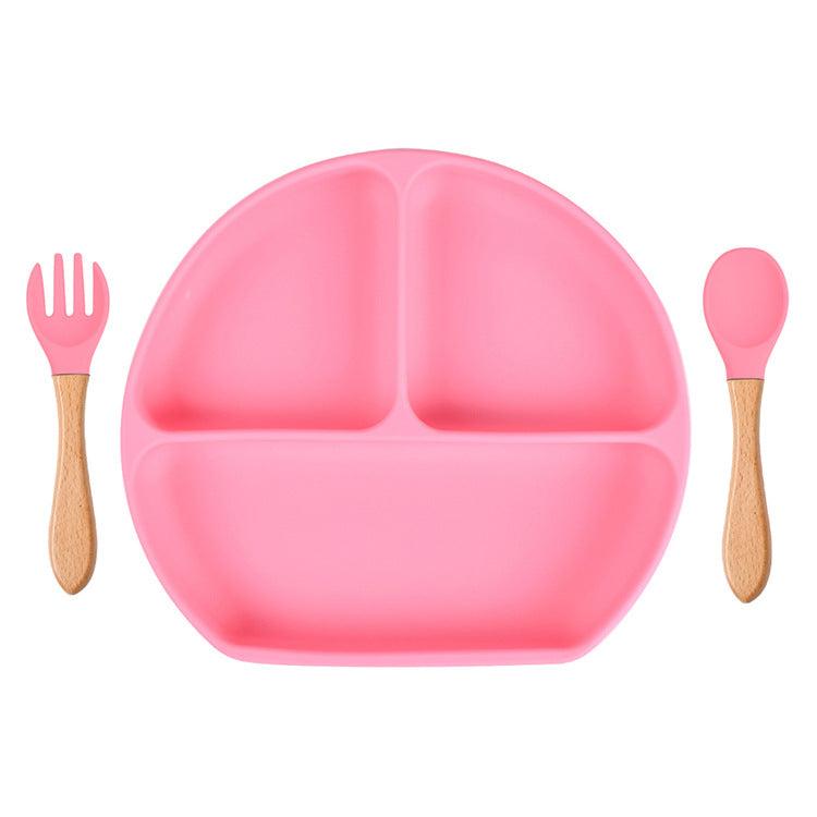 Baby Sub Format Dinner Plate Spoon Fork Silicone Set Children's Tableware - PrettyKid