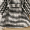 Toddler Kids Girls Black and White Checkered Lapel Long Sleeve Windbreaker Coat - PrettyKid