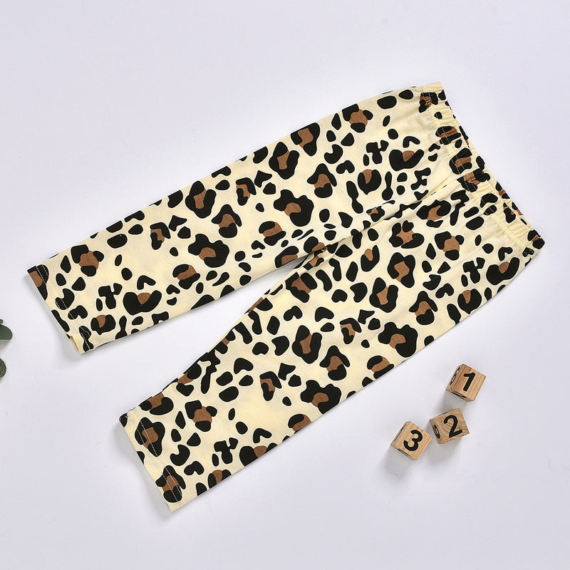 Toddler Girls Long Sleeve Love Dress Set Leopard Pants Set - PrettyKid