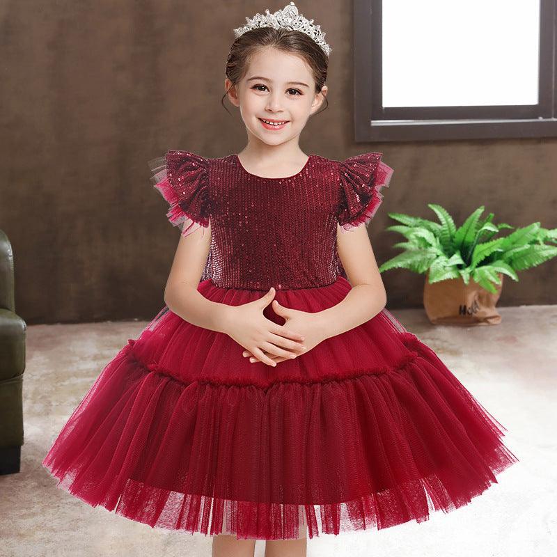 Christmas Girls Dresses Princess Dress Bow Mesh Halloween Dress Set - PrettyKid