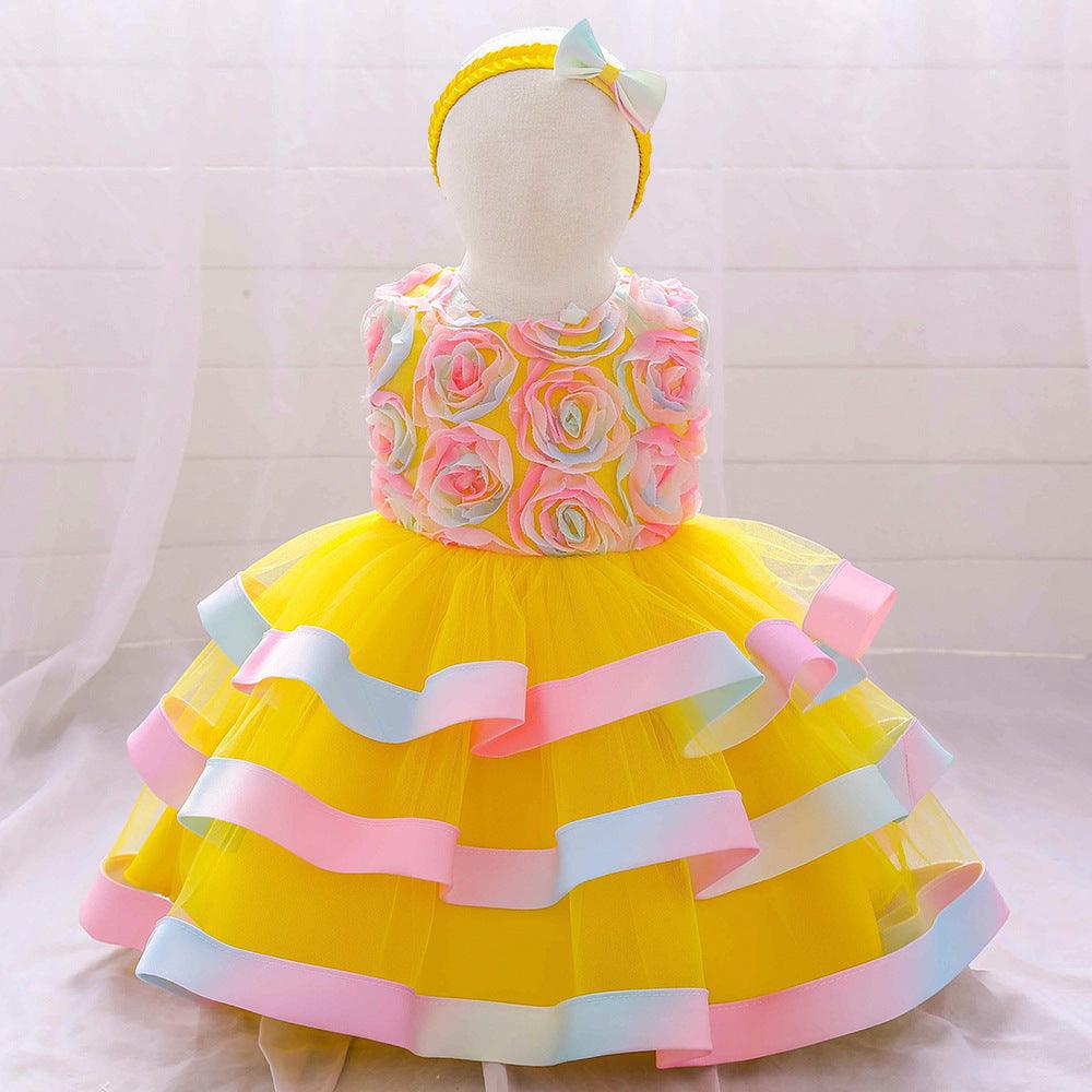 Baby Girls Flower Cake Puffy Skirt Baby Girl Dresses Wholesale - PrettyKid