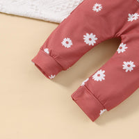 Toddler Girls' Solid Color Daisy Print Long Sleeve Sweater Set - PrettyKid