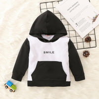 Toddler Kids Solid Smile Letter Print Hoodie Top - PrettyKid