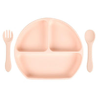 Baby Silicone Plate Fork Spoon Set - PrettyKid