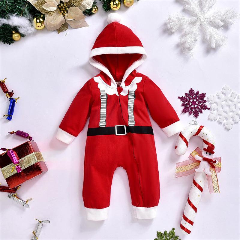 Baby Boys Cute Santa Hooded Zipper Jumpsuit - PrettyKid