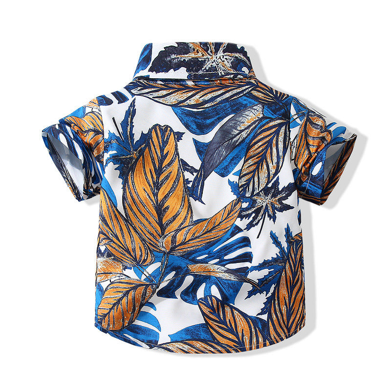 9M-4Y Little Boys Clothes Beach Tropical Leaves Shirts Wholesale Boys Clothes - PrettyKid