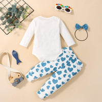 Baby Girl Cartoon Elephant Solid Color Top Love Printed Pants Set - PrettyKid