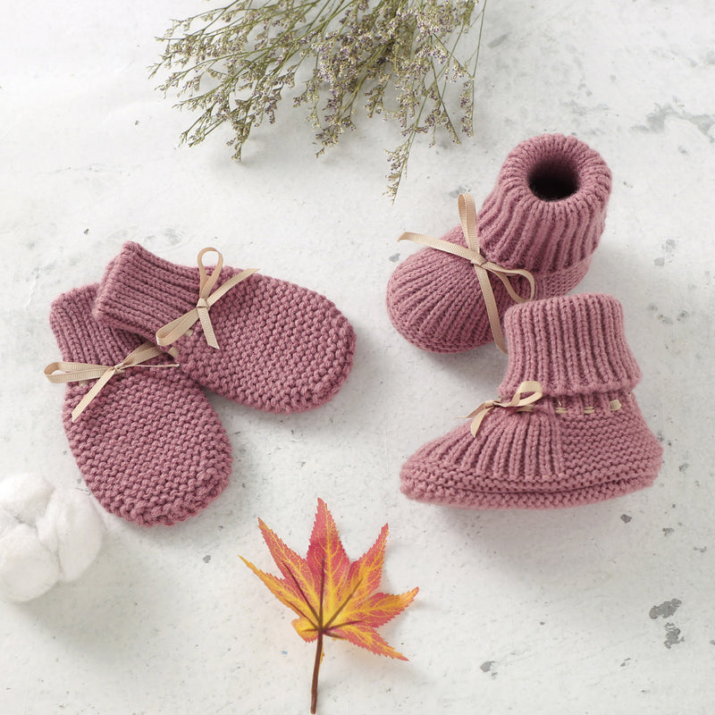 Baby Boys Girls Solid Color Knitted Gloves and Shoes Set - PrettyKid