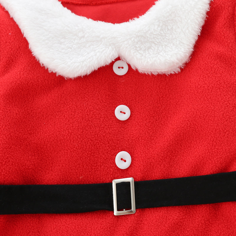 Toddler Kids Girls Doll Collar Red Long Sleeve Santa Dress Wholesale Girls Dresses - PrettyKid