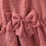 Girls Solid Dot Print Bow Belt Suspender Sleeveless Dress - PrettyKid