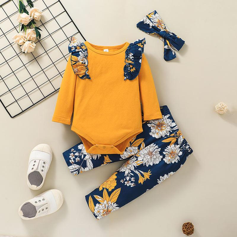 Baby Girls Long Sleeved Jumpsuit Floral Suit Wholesale Baby Clothes Online - PrettyKid