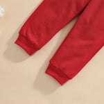 Toddler Kids Boys Solid Color Cute Christmas Print Hooded Sweatshirt Pants Set - PrettyKid