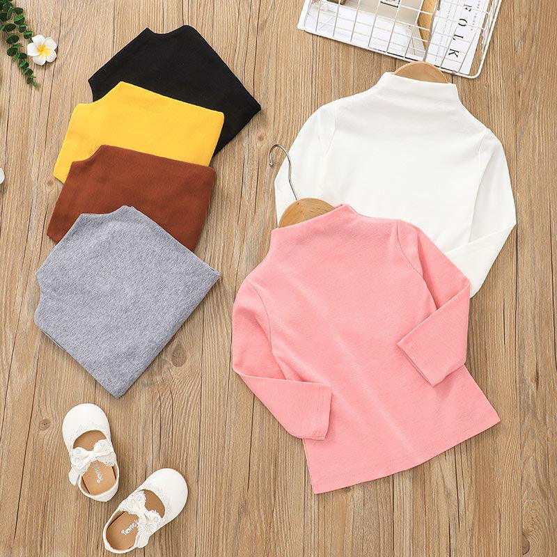 Children Solid Long Sleeve High Neck T-shirt - PrettyKid