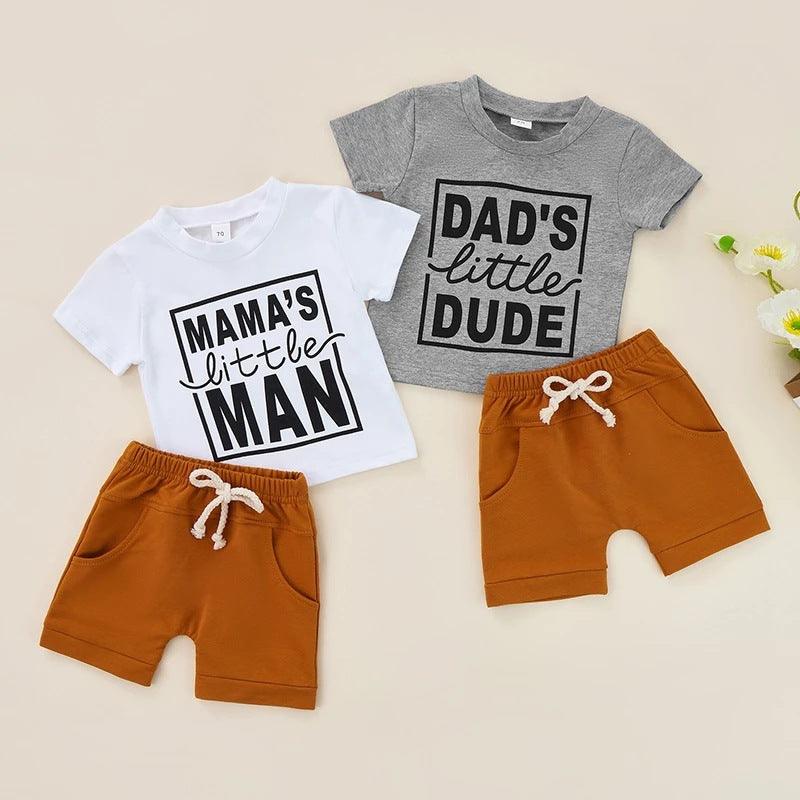 6months-3years Toddler Boy Sets Children's Clothing Boys Summer Suit Letter Print Short Sleeve T-shirt & Shorts Two Piece Set - PrettyKid