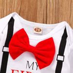 Baby Boys 3PCS Solid Letter Love Printed Bow Strap Set - PrettyKid