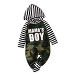 Baby Boys Letter Print Camouflage Patchwork Hooded Jumpsuit - PrettyKid