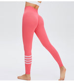 Women Yoga Pants Clashing Color Splicing High Waist Fitness Peach Pants High Elasticity Lycra - PrettyKid