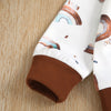 Toddler Boys Solid Rainbow Print Collar Panel Long Sleeve Set - PrettyKid