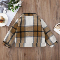 Toddler Kids Boys' Brown Plaid Printed Long Sleeve Coat - PrettyKid