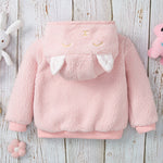 Toddler Girl Solid Lovely Pink Lamb Wool Zip Coat - PrettyKid