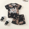 Toddler Kids Boys Tie-dye Wild Boys Monogrammed Short Sleeve T-shirt and Shorts Set - PrettyKid