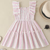 Girls Summer Solid Striped Sleeveless Pleated Dress - PrettyKid