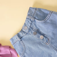 Summer New Children's Loose Top with Suspender+two Pieces of Torn Denim Shorts - PrettyKid