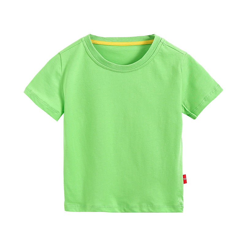 2021 Summer Children's T-shirt Solid Short Sleeve Round Neck Top - PrettyKid