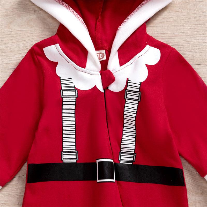 Baby Boys Cute Santa Hooded Zipper Jumpsuit - PrettyKid