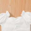 Toddler Girls Solid White Short Sleeved Top Mesh Skirt Set - PrettyKid