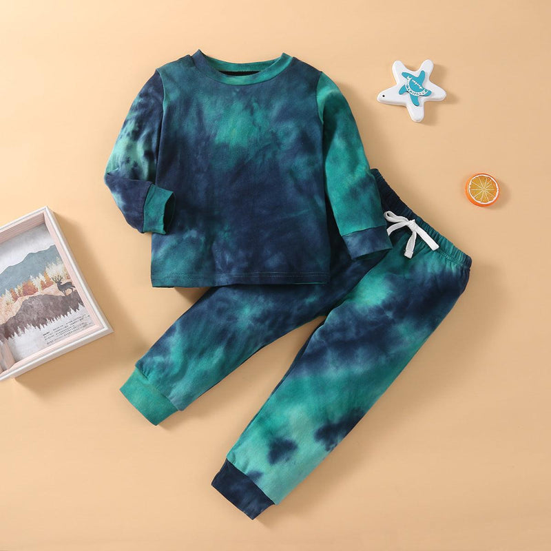 Toddler Kids Boys' Long Sleeve Round Neck Tie Dye Suit - PrettyKid