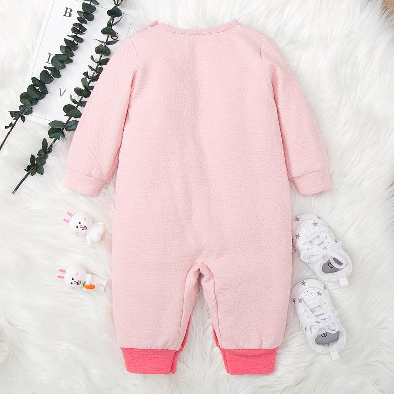 Baby Girl Solid Color Lovely Rabbit Jumpsuit - PrettyKid