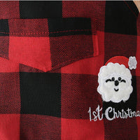 Baby Plaid Suspenders Long Sleeve Suit Christmas Dress - PrettyKid