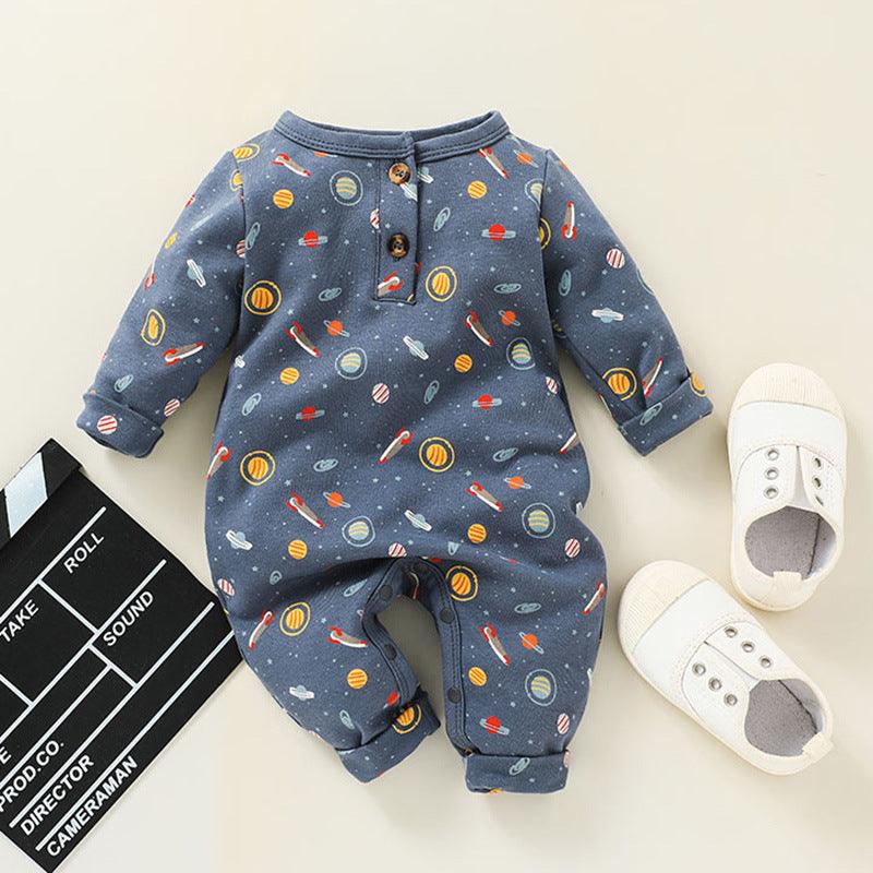 Baby Boys Cartoon Printed Long Sleeve Jumpsuit - PrettyKid