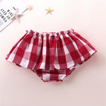 Baby Girls Off Shoulder Hollow Out Short Sleeve Top & Plaid Shorts & Headband Baby Clothes Vendors - PrettyKid