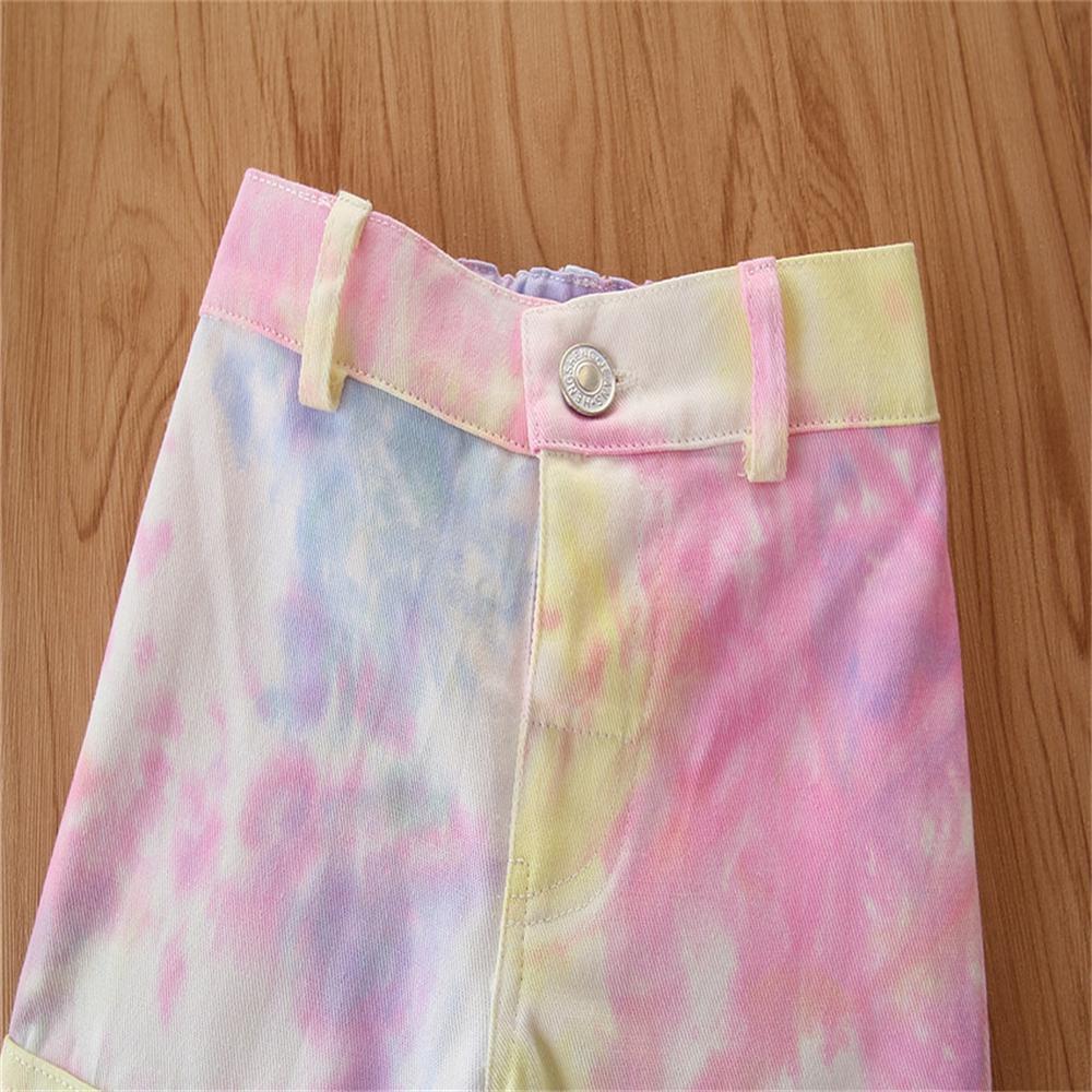 Girls Off Shoulder Long Sleeve Top & Tie Dye Trousers Bulk Childrens Clothes - PrettyKid