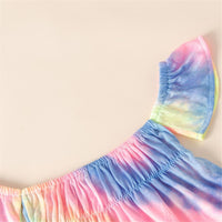 Girls Off Shoulder Tie Dye Short Sleeve Top & Denim Shorts Girl Wholesale - PrettyKid