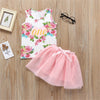 Baby Girls One Floral Printed Sleeveless Top & Tutu Baby Summer clothing - PrettyKid